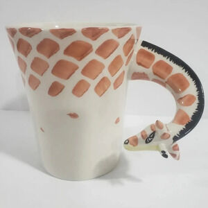Peir One 3-D Giraffes Neck Hand Painted Stoneware  Mug.